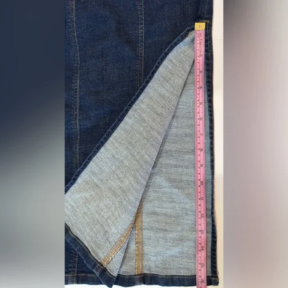 Wild Fable Denim Midi Dress Bodycon Slit Fitted Blue Size M - Picture 6 of 10